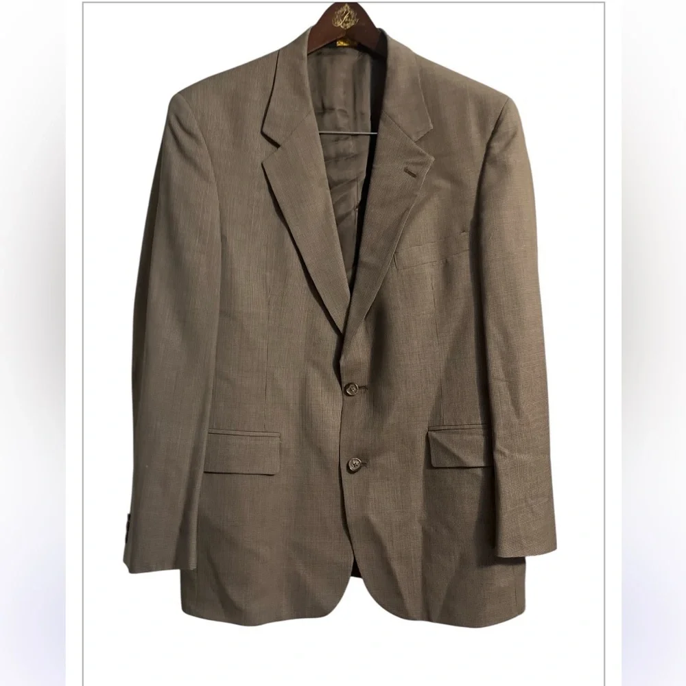 Brook Brothers Houndstooth Sports Jacket Blazer 40R Brown Wool 2 Button Single